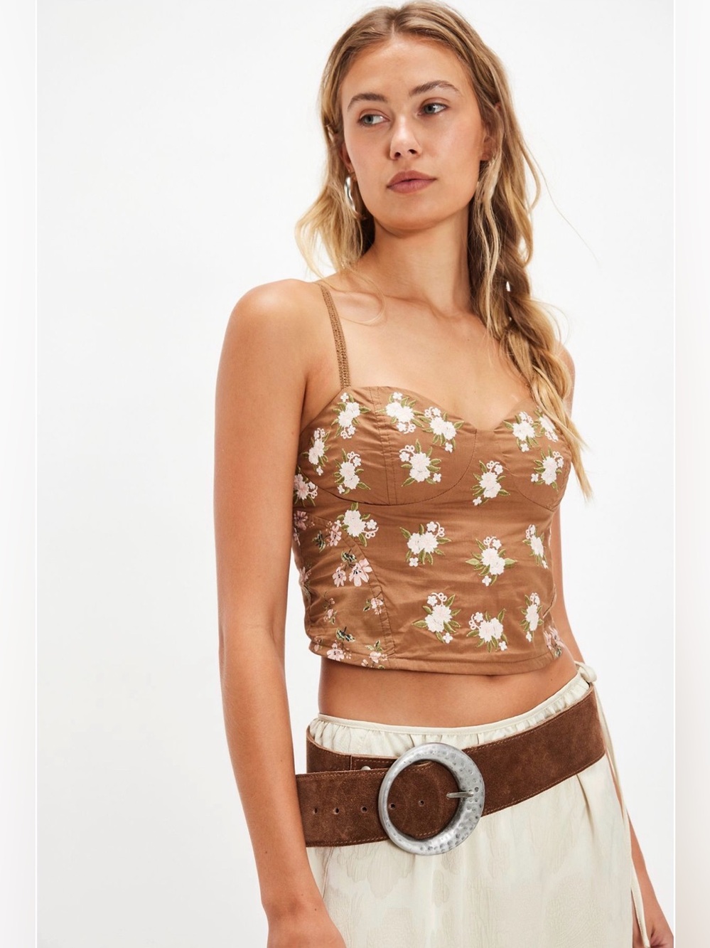 NWT Free People Wild Flowers
Embroidered Bustier Crop Top Brown
Combo Size:Small